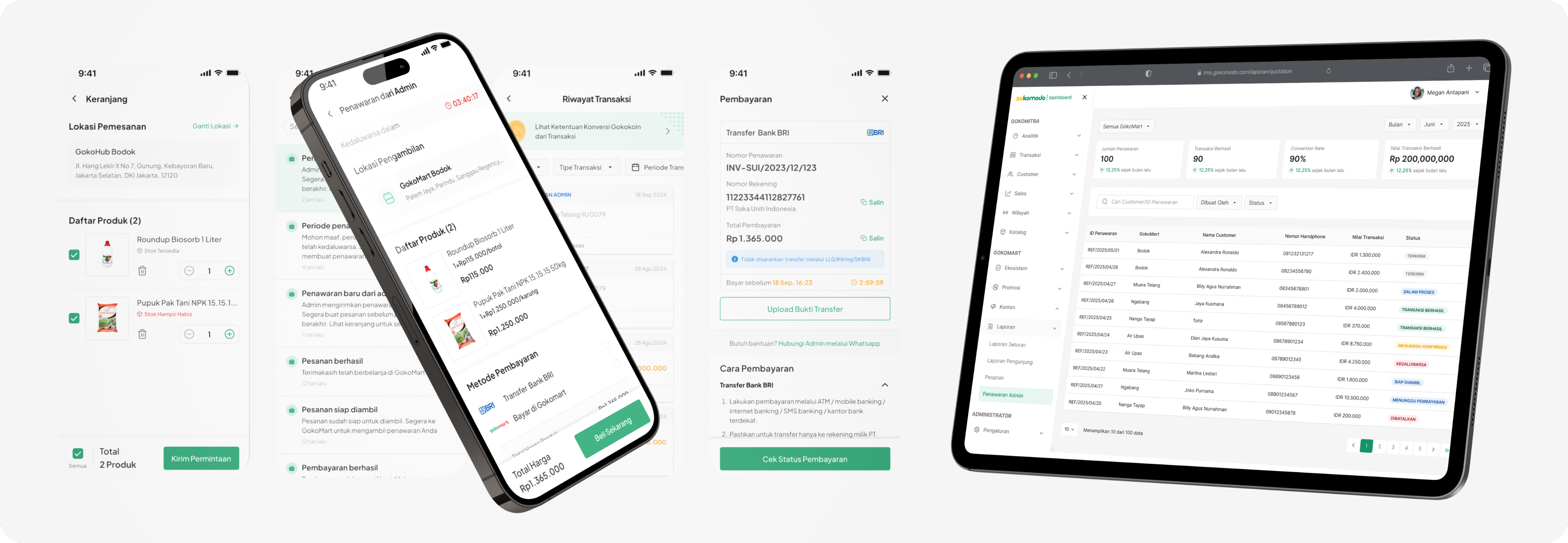 WhatsApp ordering funnel screens preview